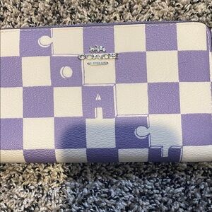 Coach Lavender and Cream Checkered Wallet